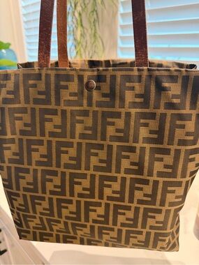 Fendi Monogram Zucca Tote in Brown and Dark Brown